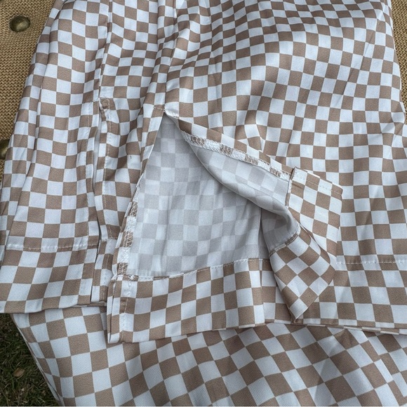 Moodie Checkered Maxi Pants Cream and Brown Size Medium - Picture 12 of 13